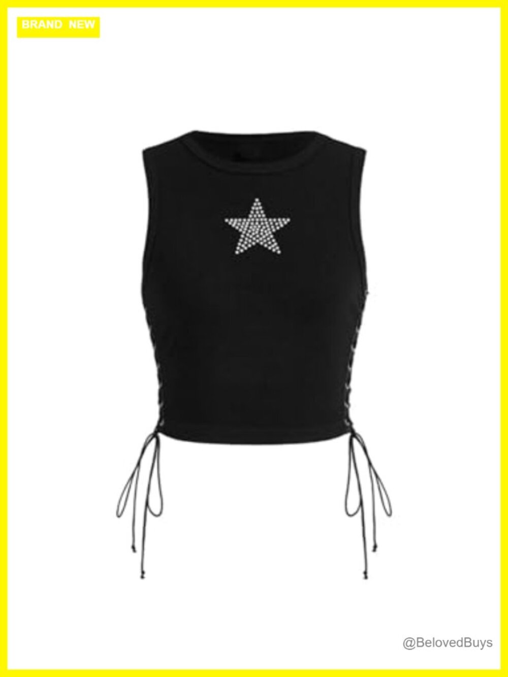 Remidoo Women's Ribbed Knit Crop Top Side Tie Up Sleeveless Shirt